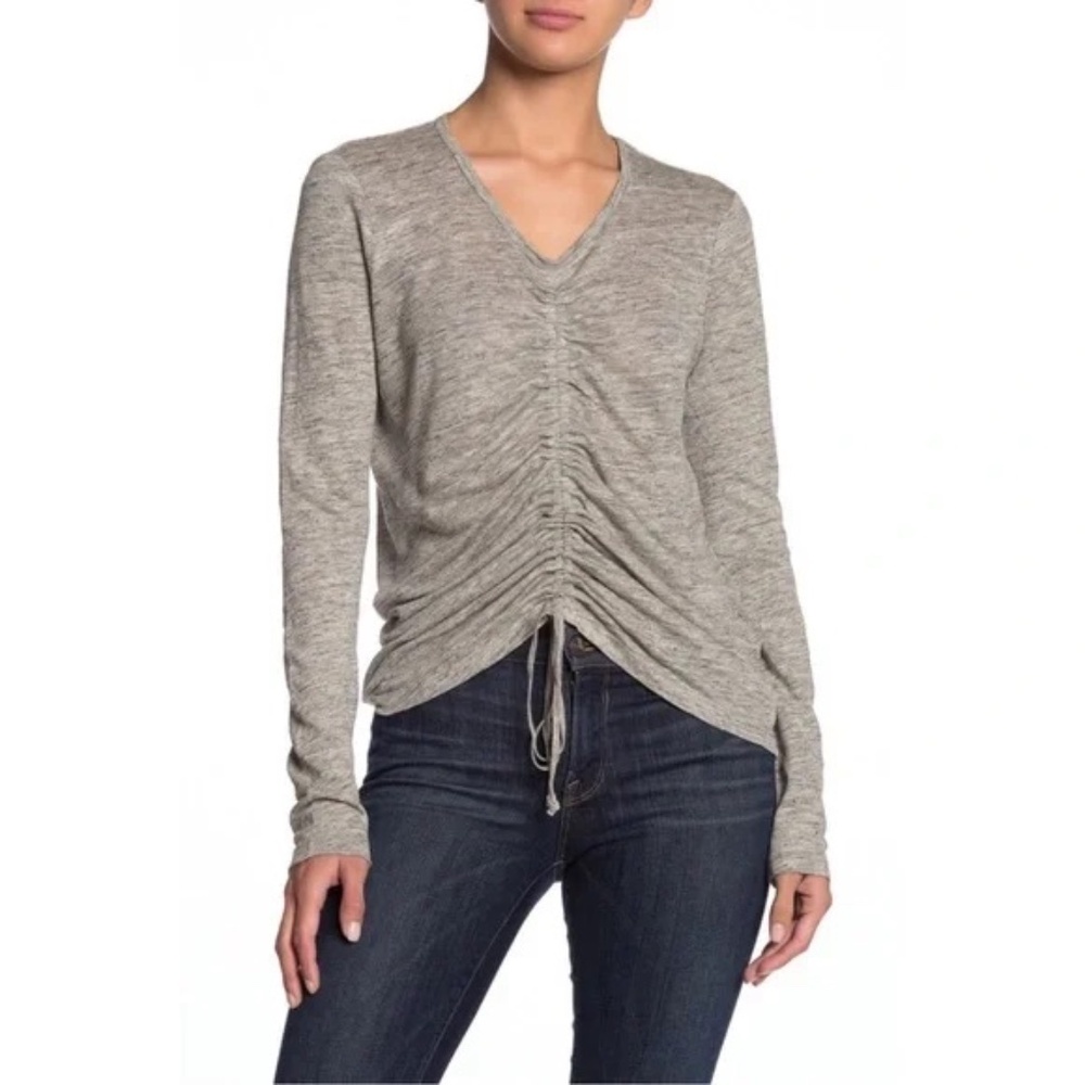 Veronica Beard Jeans‎ Linen Ruched Front Top Minimalist Quiet Luxury Coastal S